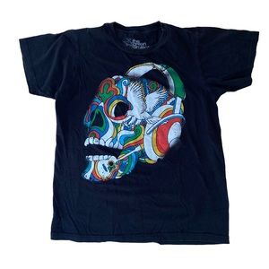THE GREEN PROJECT Artsy Multicolor Skull Black Tee Shirt Size S